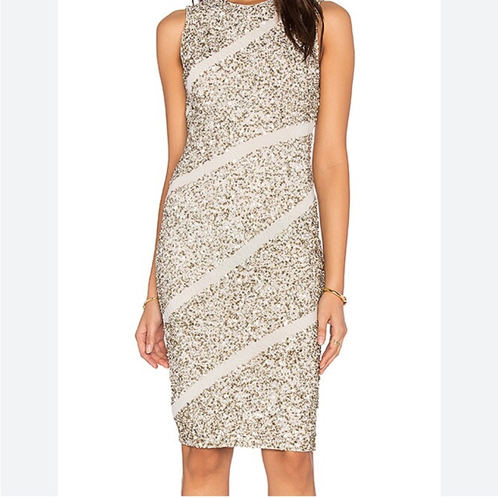 Alice + Olivia Sparkling Gold Midi Dress